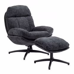 LOAM - Fauteuil Pivotant Inclinaison Réglable avec Repose Pieds Tissu Gris