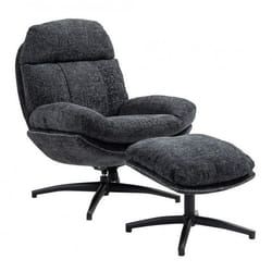 LOAM - Fauteuil Pivotant Inclinaison Réglable avec Repose Pieds Tissu Gris