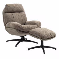 LOAM - Fauteuil Pivotant Inclinaison Réglable avec Repose Pieds Tissu Brun