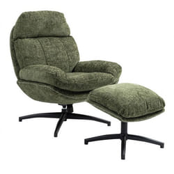 LOAM - Fauteuil Pivotant Inclinaison Réglable avec Repose Pieds Tissu Vert