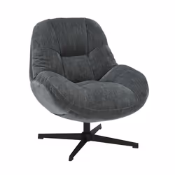 NOAM - Fauteuil Pivotant En Tissu Polyester Gris