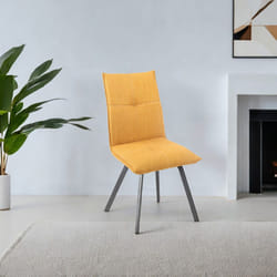 BISPO - Lot de 2 Chaises Tissu Texturé Coloris Jaune moutarde