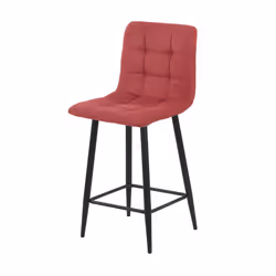 ERNEST - Lot de 2 Tabourets de bar Tissu Gris Pieds Métal Rouge - Vue supplémentaire 2