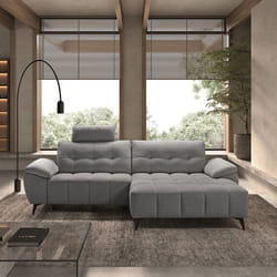 Canapé Relax Méridienne droite Têtières Réglables Tissu Bubble Gris foncé - VILLALBA