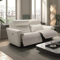 MAZARO - Canapé 3 Places Relax Electrique Cuir Blanc