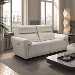 MAZARO - Canapé 3 Places Relax Electrique Cuir Blanc - Vue supplémentaire 2