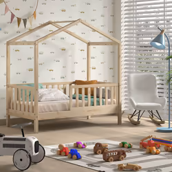 ARKAN - Lit Maison Junior à Barrières 70x140cm Pin Massif Naturel - Vue supplémentaire 2