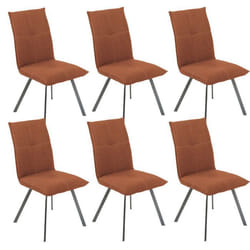BISPO - Lot de 6 Chaises Tissu Texturé Coloris Brique Terracotta