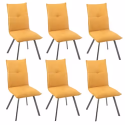 BISPO - Lot de 6 Chaises Tissu Texturé Coloris Jaune moutarde