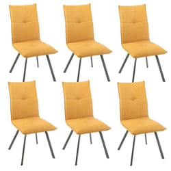 BISPO - Lot de 6 Chaises Tissu Texturé Coloris Jaune moutarde