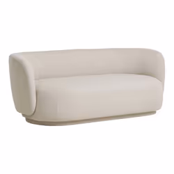 AVALON - Canapé Fixe 2,5 Places Tissu Bouclettes Beige Clair
