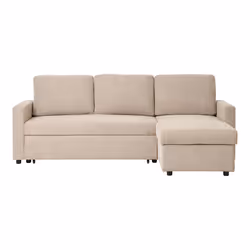 SAREK - Canapé Convertible Méridienne-coffre Réversible en Tissu Beige - Vue supplémentaire 2
