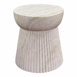 BONNY - Bout de Canapé en Fibre d'Argile Naturelle Pied Motif Rainuré
