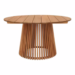 LIRICIA - Table Repas de Jardin Ø120cm en Teck Massif Pied Central Ajouré