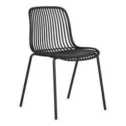 TIYANA - Lot de 4 Chaises de Jardin en Polypropylène Laqué Noir Empilables - Vue supplémentaire 2