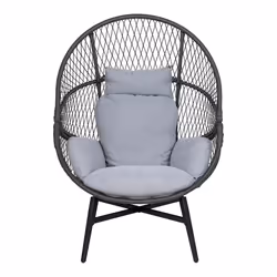 EGGYN - Fauteuil Lounge de Jardin Forme Oeuf en Métal Noir et Polyrotin - Vue supplémentaire 2