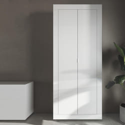 OTELLO - Penderie 2 portes avec 2 étagères Blanc Laqué Weiss