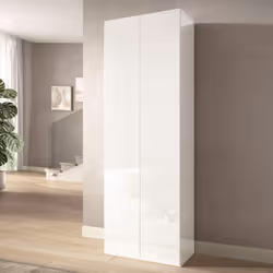 MAHELINE - Armoire à chaussures 2 portes 6 étagères laqué blanc - Vue supplémentaire 2