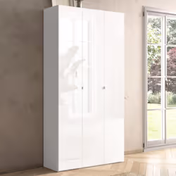MAHELINE - Armoire à chaussures 3 portes 12 étagères laqué blanc - Vue supplémentaire 2