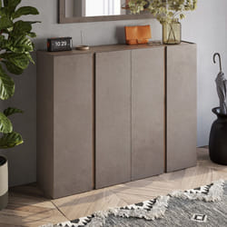 KADER - Meuble à chaussures 4 portes brun et aspect bois finition Mercure