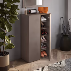 KADER - Meuble à chaussures 2 portes brun et aspect bois finition Mercure - Vue supplémentaire 2
