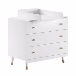 TINY WHITE - Table à langer et Commode 3 Tiroirs Motif Graphique