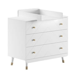 TINY WHITE - Table à langer et Commode 3 Tiroirs Motif Graphique