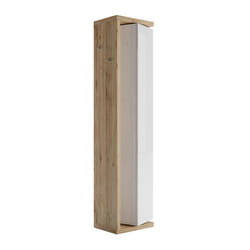 ARTURO - Colonne pivotante 1 porte 1 miroir blanc laqué et aspect bois finition Cadiz