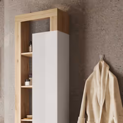 ARTURO - Colonne 1 porte blanc laqué et aspect bois finition Cadiz - Vue supplémentaire 2