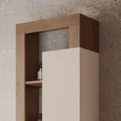 ARTURO - Colonne 1 porte beige laqué et aspect bois finition Mercure - Vue supplémentaire 2
