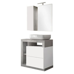 ARTURO - Meuble Vasque 78cm + Miroir blanc et aspect béton