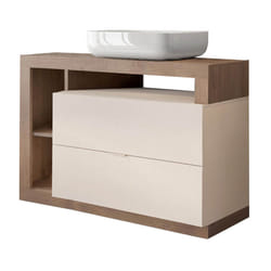 ARTURO - Ensemble meuble vasque 110cm + colonne beige et aspect bois Mercure