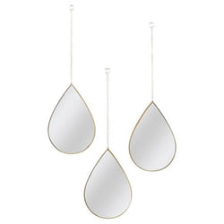 Lot de 3 Miroirs Suspendus Dorés Forme Goutte