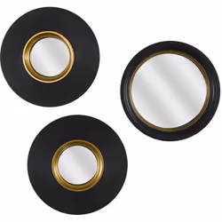 Lot de 3 Miroirs Convexes Ronds Noir et Or