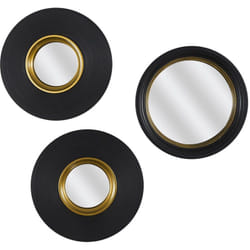 Lot de 3 Miroirs Convexes Ronds Noir et Or