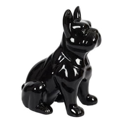 Statue Bulldog En Céramique Noir Brillant H20cm