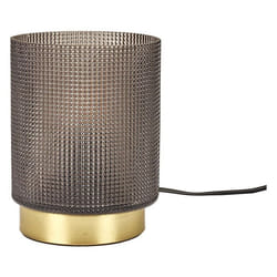 Lampe à Poser en Verre Fumé Embossé Noir Socle Doré