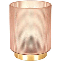 Lampe à Poser en Verre Fumé Embossé Rose Socle Doré