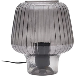 Lampe à Poser en Verre Fumé Embossé Noir Forme Champignon