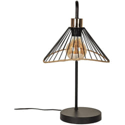 Lampe à Poser Noire Abat-Jour Filaire Finition Rotin