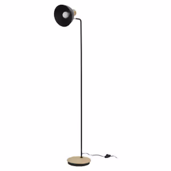 Lampadaire Style Industriel Métal Noir et Bois H145cm