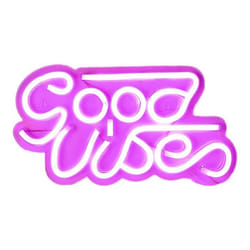 Lampe LED Effet Néon Good Vibes Rose à Accrocher ou à Poser - LOWA