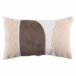 Coussin 30x50cm Crème Motifs Arrondis Marron et Bouclette Déhoussable