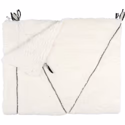Plaid Sherpa 130x160cm Blanc Motif Géométrique Tressé Noir