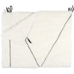 Plaid Sherpa 130x160cm Blanc Motif Géométrique Tressé Noir