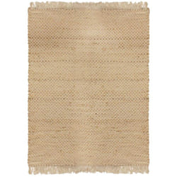 Tapis Rectangulaire 120x170cm en Toile de Jute Tressée Naturelle avec Franges