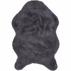 Tapis Forme Peau de Bête 60x90cm Imitation Fourrure Fine Gris Anthracite