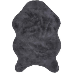 Tapis Forme Peau de Bête 60x90cm Imitation Fourrure Fine Gris Anthracite