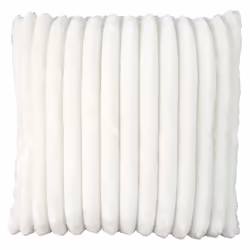 Coussin Ultra Doux Flanelle Côtelé 40x40cm Blanc Déhoussable