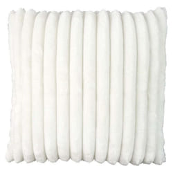 Coussin Ultra Doux Flanelle Côtelé 40x40cm Blanc Déhoussable